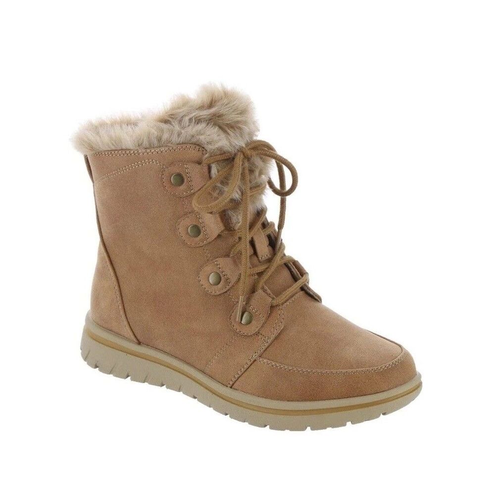 White Mountain Womens 7 M Wheat Fabric Holly Lined Lace Up Booties NIB GI0